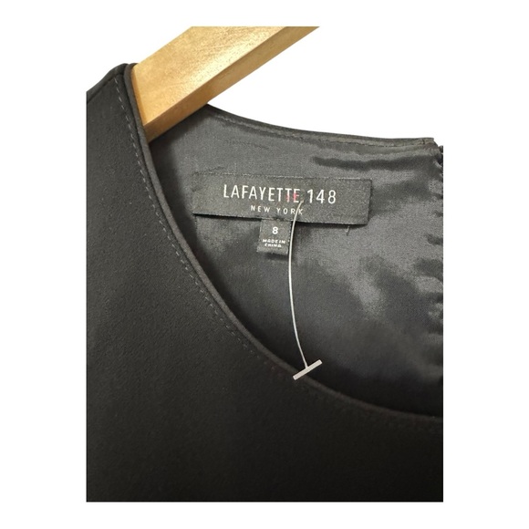 LAFAYETTE 148 | 3/4 Sleeve Sheath Dress with Exposed Zipper in Black, Size 8 - Picture 8 of 10